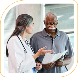 Icon: Prostate cancer patient discussing XTANDI® with his doctor